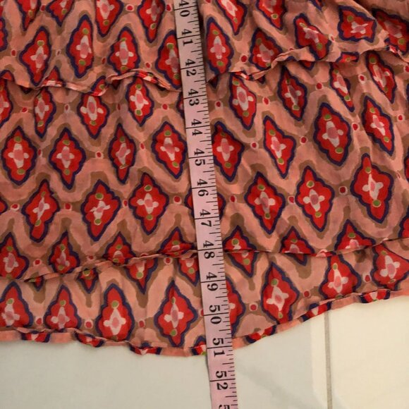 BANJANAN Women’s Tiered Dress Size M Midi Maxi Orange White Bohemian Designer - Picture 9 of 16